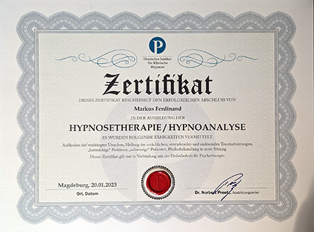 Zertifikat Hypnosetherapie